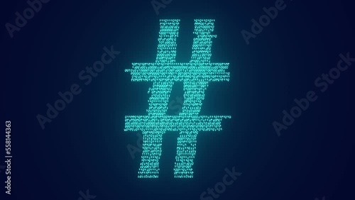 social media hashtag symbol for digital social media marketing animation