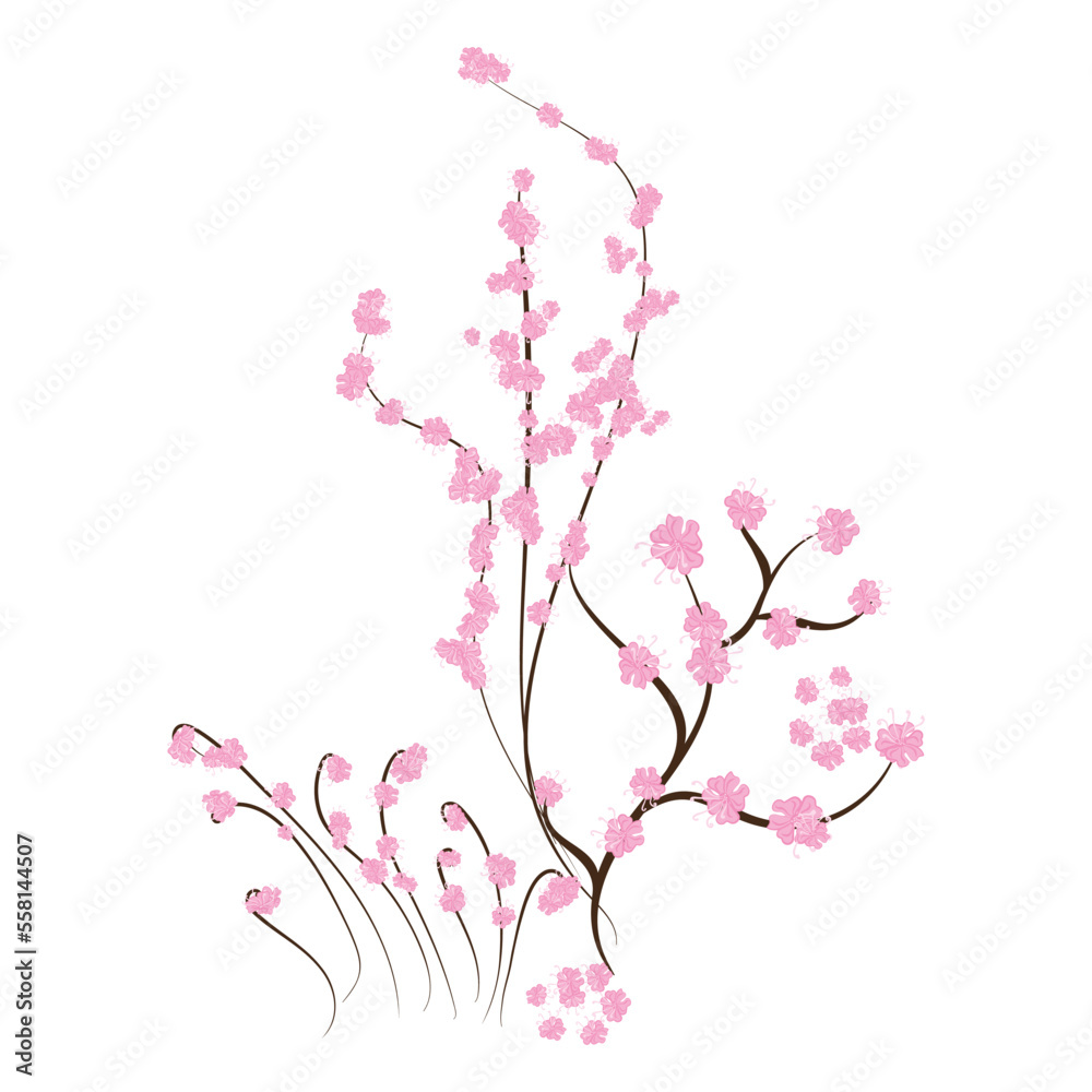 vector cherry blossom, sakura branch with pink flowers vector cherry blossom, sakura branch with pink flowers