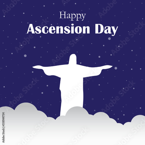 Happy ascension day typography vector background.suitable for card, banner, or poster