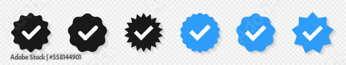 Badge check icon. Verified badge profile set. Vector illustration.