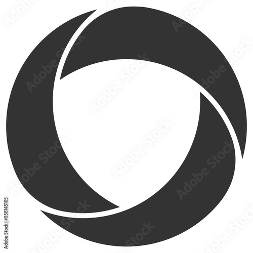Icon camera lens, shutter diaphragm, round abstract shutter logo