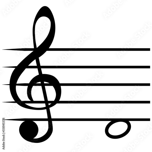 Note re music staff lines, D clef solfeggio not