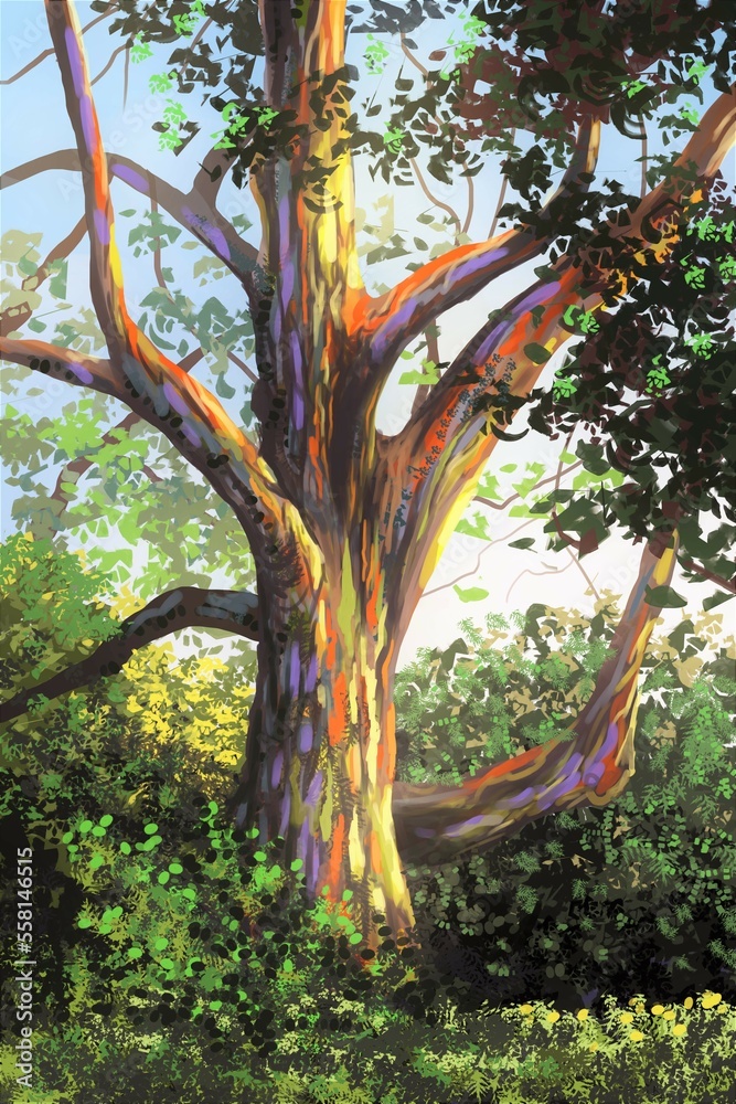 Fototapeta premium Rainbow eucalyptus digital painting