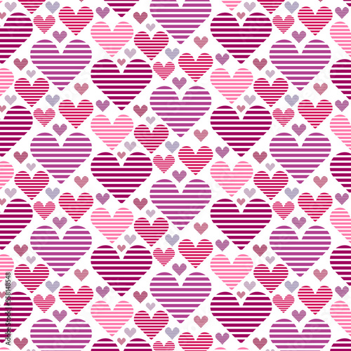 Wallpaper Mural Vector abstract seamless pattern with striped hearts. Repeatable Valentine's day background - creative design. Pink fashion love print. Torontodigital.ca