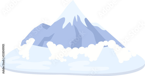 Snowy mountain flat icon Natural disaster