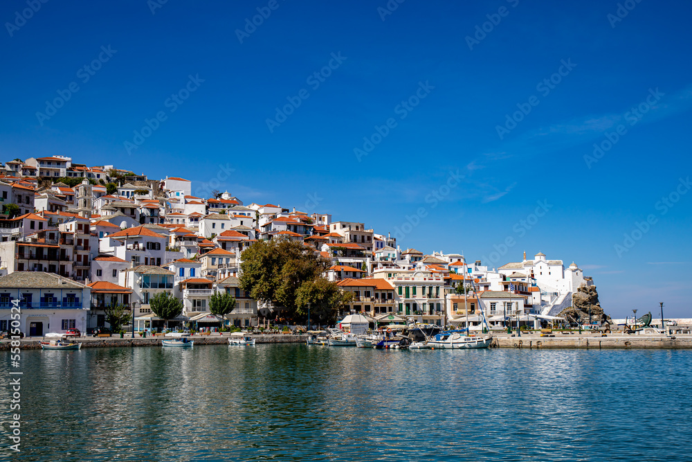 Skopelos town on Skopelos island, Greece	