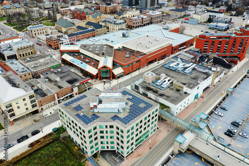 Aerial view of Brantford, Ontario, Canada in winter