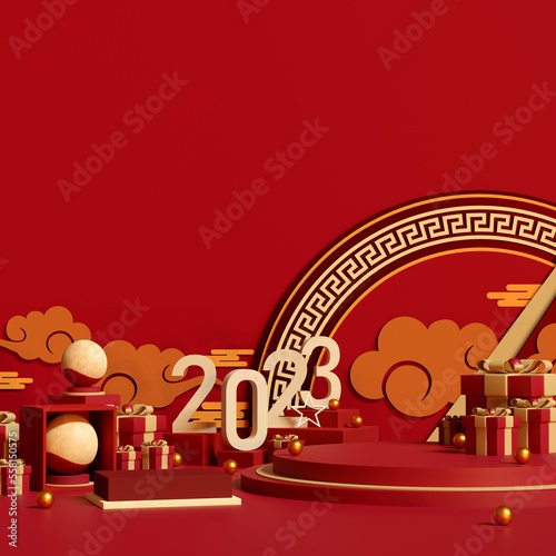 Asia background minimal style for branding product presentation on Happy Chinese new year  Chinese Festivals  Mid Autumn Festival background. 3D illustration