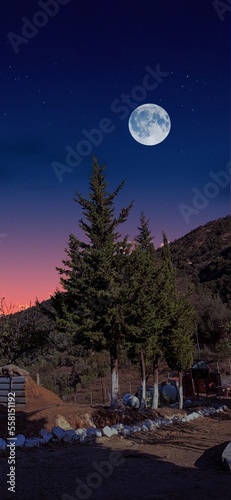 moon over the mountains,