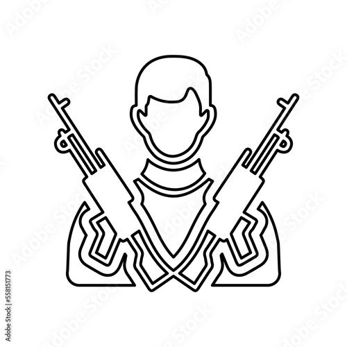 Extremist, malcontent, radical outline icon. Line art vector. photo