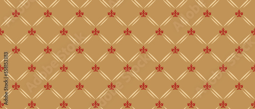 Vintage wallpaper with ornament on gold. Seamless pattern for background wallpaper design. Vector illustration.