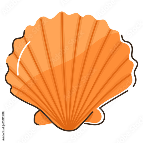 A doodle flat icon of seashell