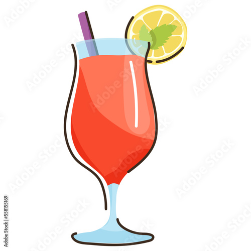 A well-designed doodle flat icon of mocktail
