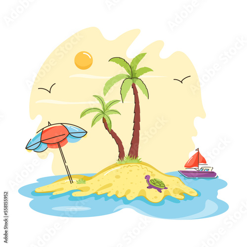 Fotografie An eye catchy flat illustration of island