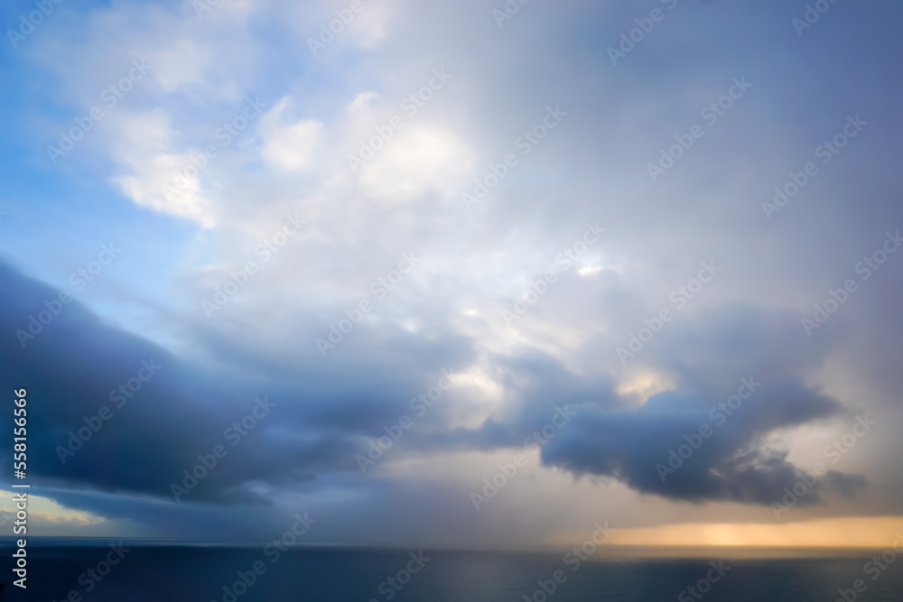 Storm over the Atlantic ocean at sunset