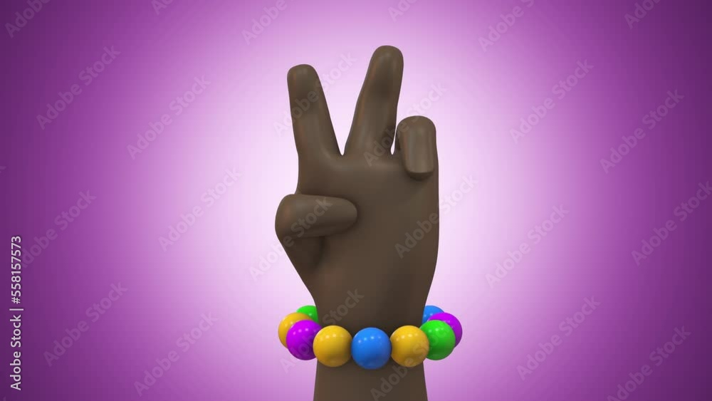 4 Hand Sign Animated 3D animation of a cartoon hand with four fingers that Peace emoji ...