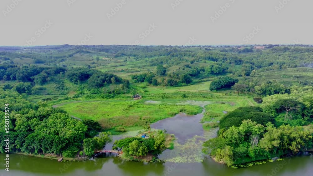 Top view of Waduk Tanjungan or Tanjungan Dam in Mojokerto, Indonesia. Top view of Waduk Tanjungan or Tanjungan Dam in Mojokerto, Indonesia.