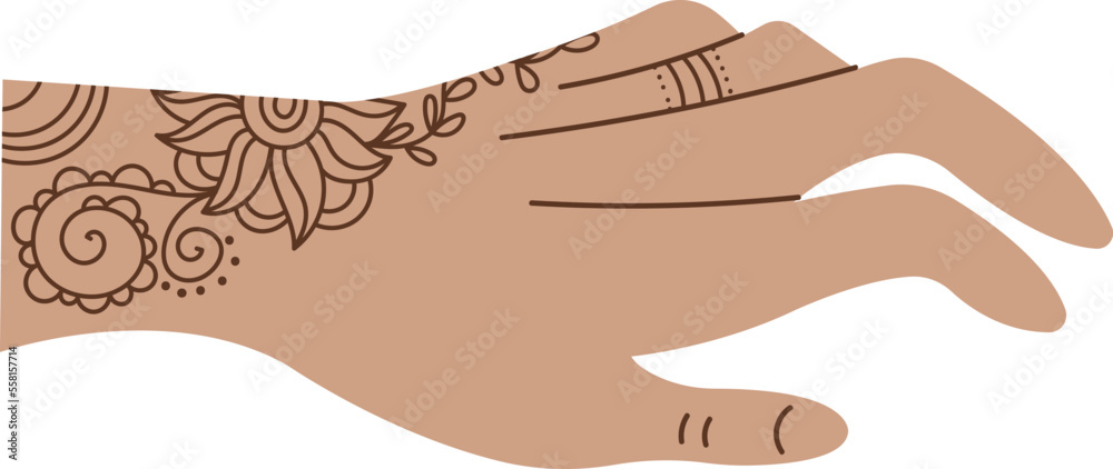 Mehendi flat icon Body art and temporary tattoo on hand Mehendi flat icon Body art and temporary tattoo on hand