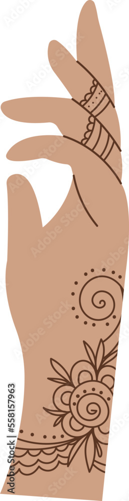 Mehendi flat icon Body art and temporary tattoo on hand Mehendi flat icon Body art and temporary tattoo on hand