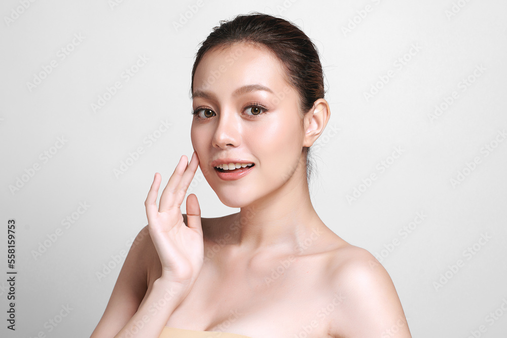 Beautiful young asian woman with clean fresh skin on white background, Face care, Facial treatment, Cosmetology, beauty and spa, Asian women portrait. Beautiful young asian woman with clean fresh skin on white background, Face care, Facial treatment, Cosmetology, beauty and spa, Asian women portrait.