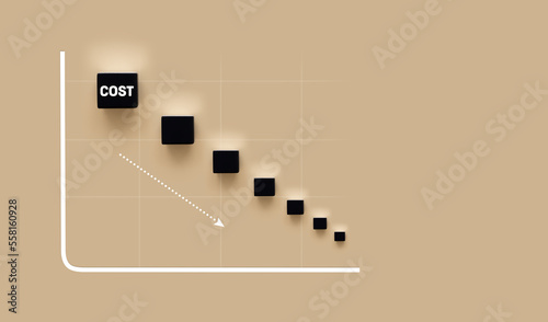 Wooden block cubes flipping cost to down. Cost down for more profit concepts