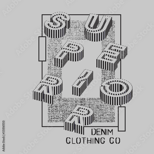 3D Superior Grunge Typography denim clothing co  typographic poster T shirt Print graphic design Vector