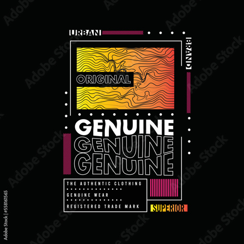 Genuine Original Urban Brand Typography superior wave line gradient authentic clothing Street look typographic Poster T shirt Print graphic design Vector