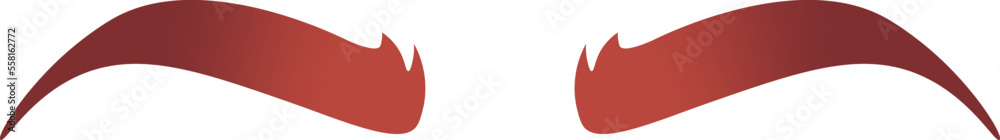 Brushed-up red curved shape of eyebrows flat icon