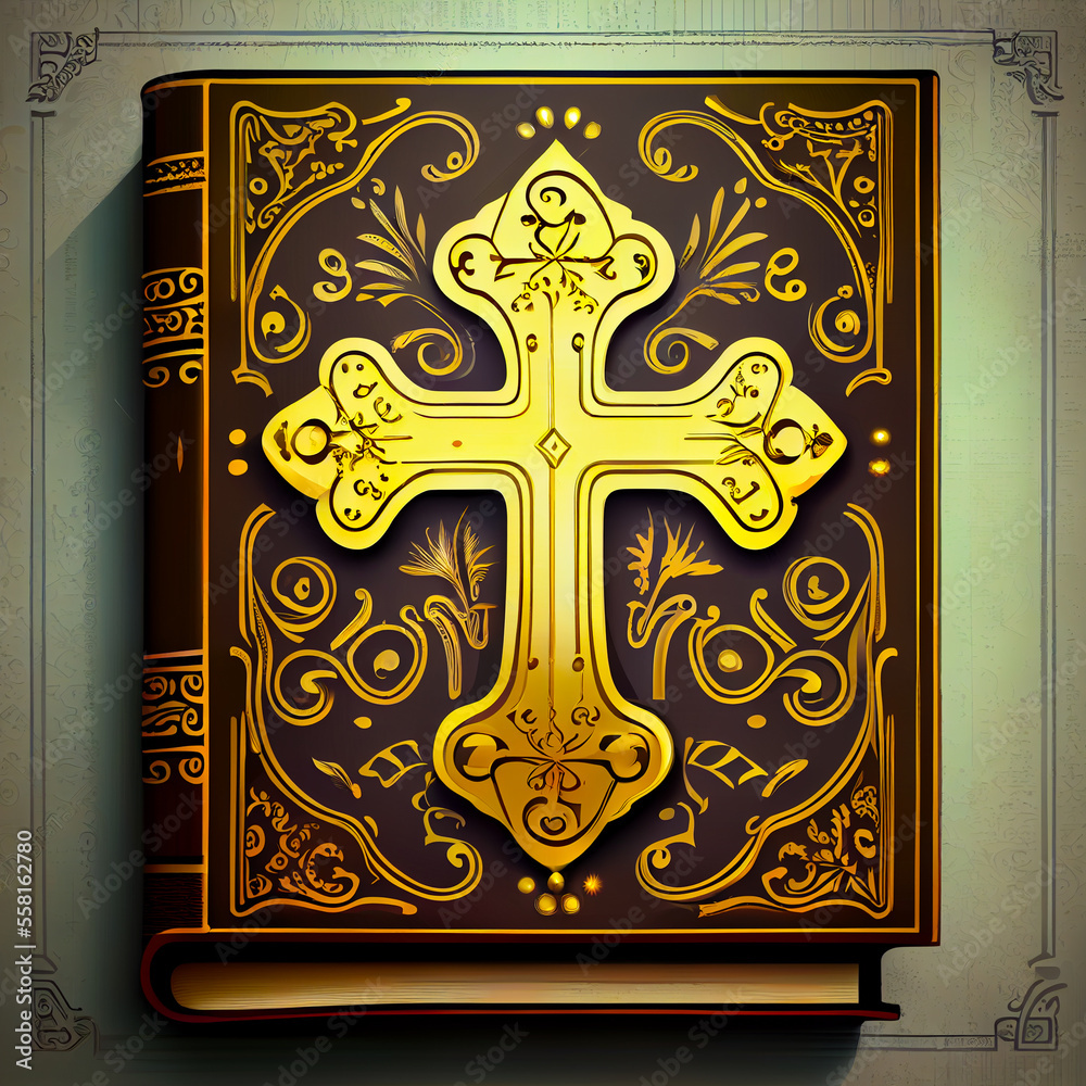 Holy bible illustration with cross