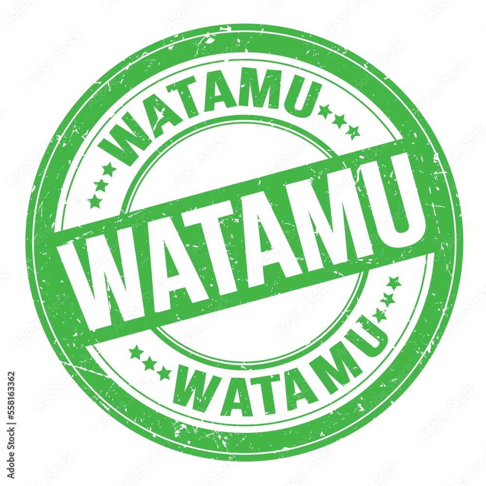 WATAMU text written on green round stamp sign WATAMU text written on green round stamp sign