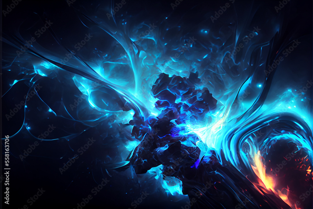 Blue scifi fire wallpaper. generative ai