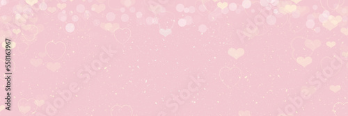 Fototapeta Naklejka Na Ścianę i Meble -  Romantic pink background with hearts, large abstract banner