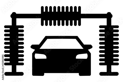 Car wash icon with rollers flat design black