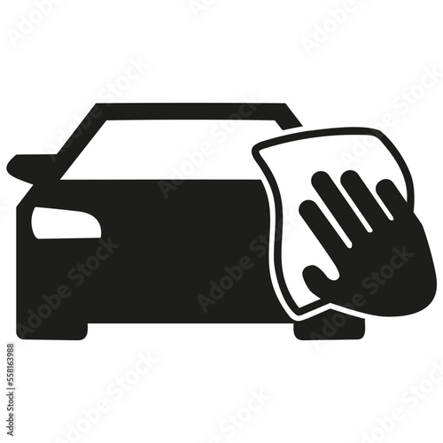 Car wash icon with hand wash and sponge flat design black