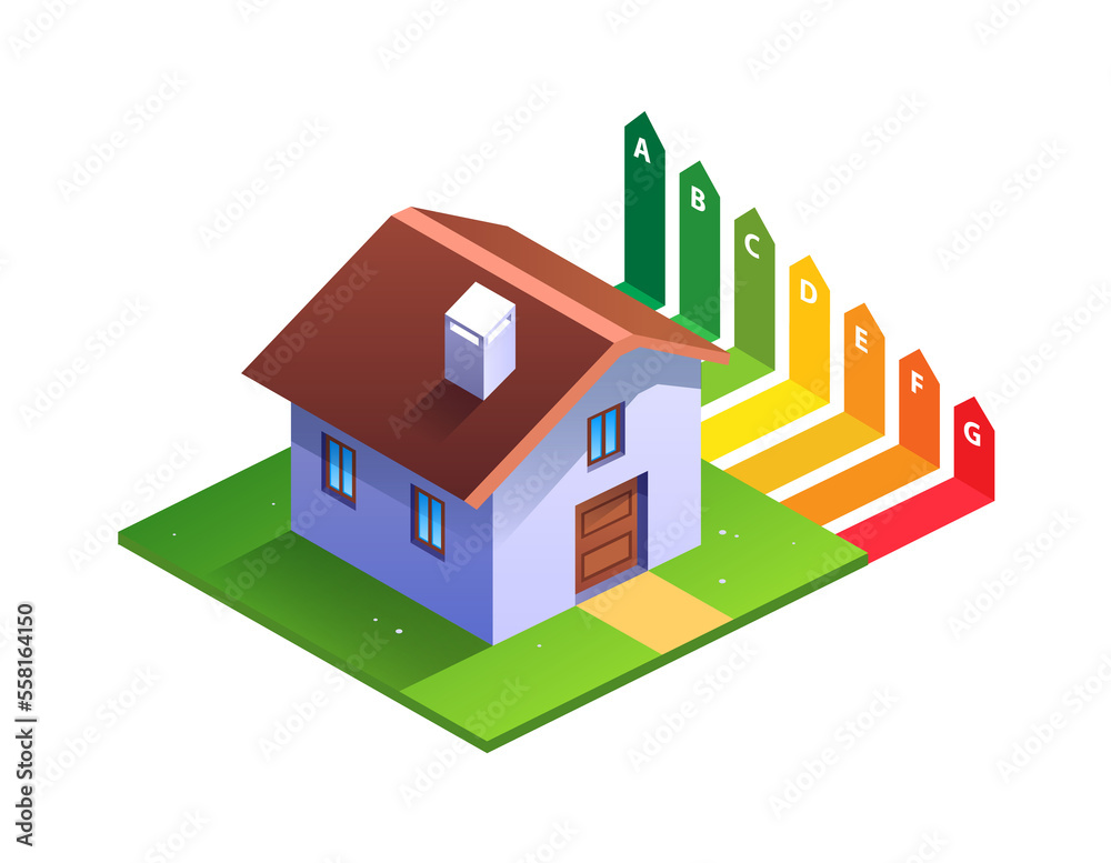 Energy Performance Certificate - Illustration of EPC ratings to display energy efficiency 