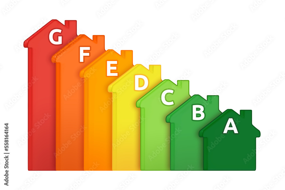 Fototapeta premium Energy Performance Certificate - Illustration of EPC ratings to display energy efficiency 