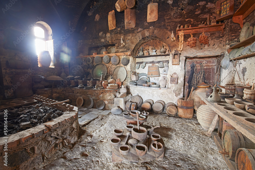 Interiors of the Great Meteoron Holy Monastery, Meteora, Greece