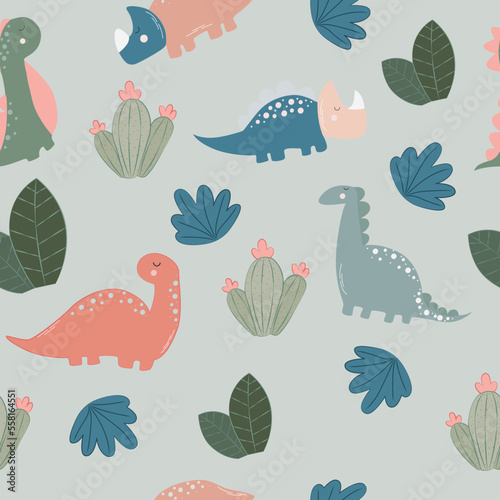 bushy pattern funny dinosaurs  background