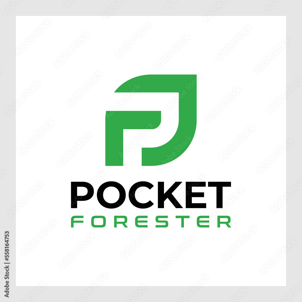 Fototapeta premium abstract letter PF logo design,initial FP vector with leaf concept illustration