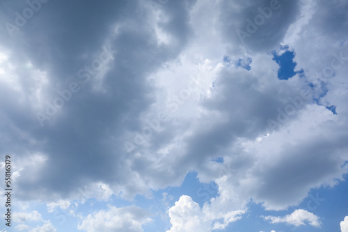 Dark gloomy clouds on sky as background