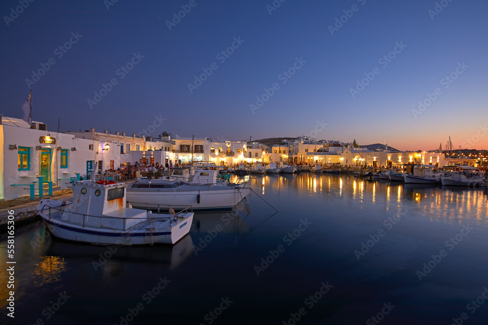The little port of Naousa village in Paros, Cyclades, Greece