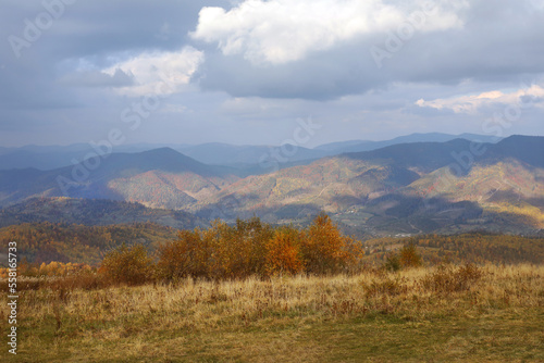 Beautiful landscape with mountains on autumn day