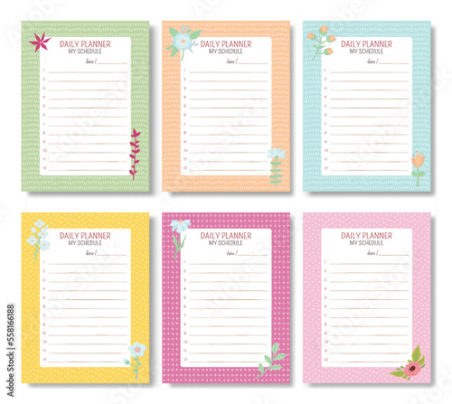 Vector collection of daily planning, notes, shopping list. Diary. My schedule.