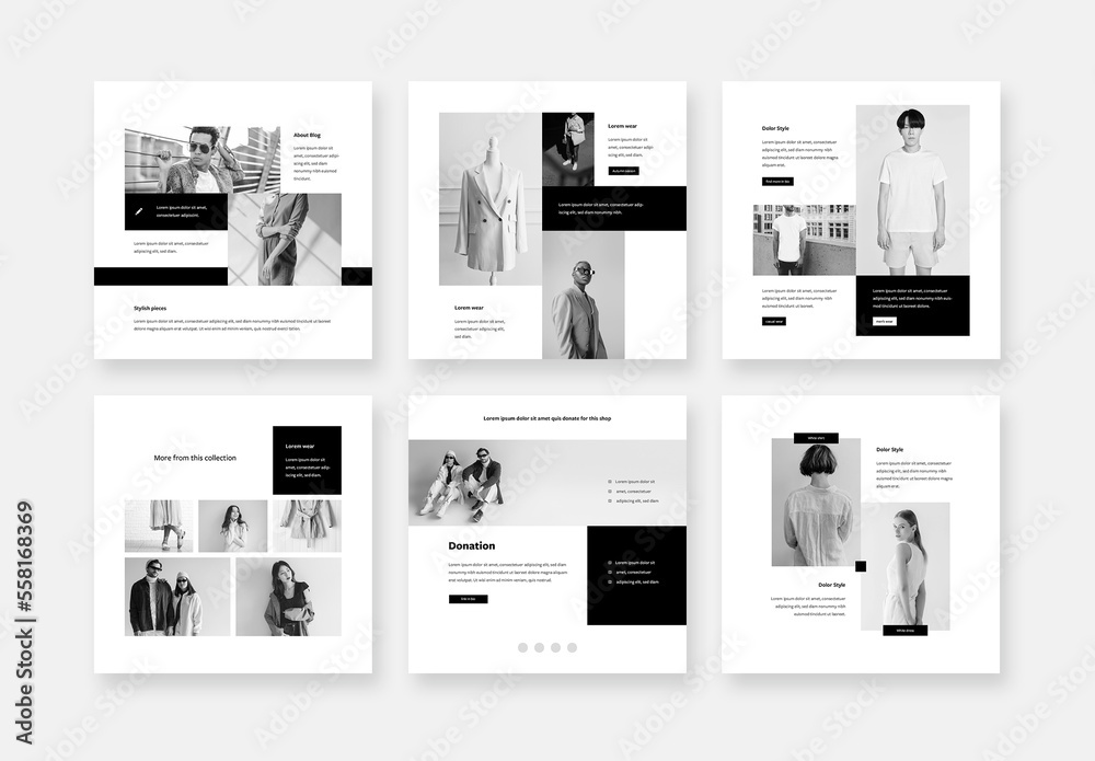 Minimalist Black and White Social Media Layouts Stock Template | Adobe ...