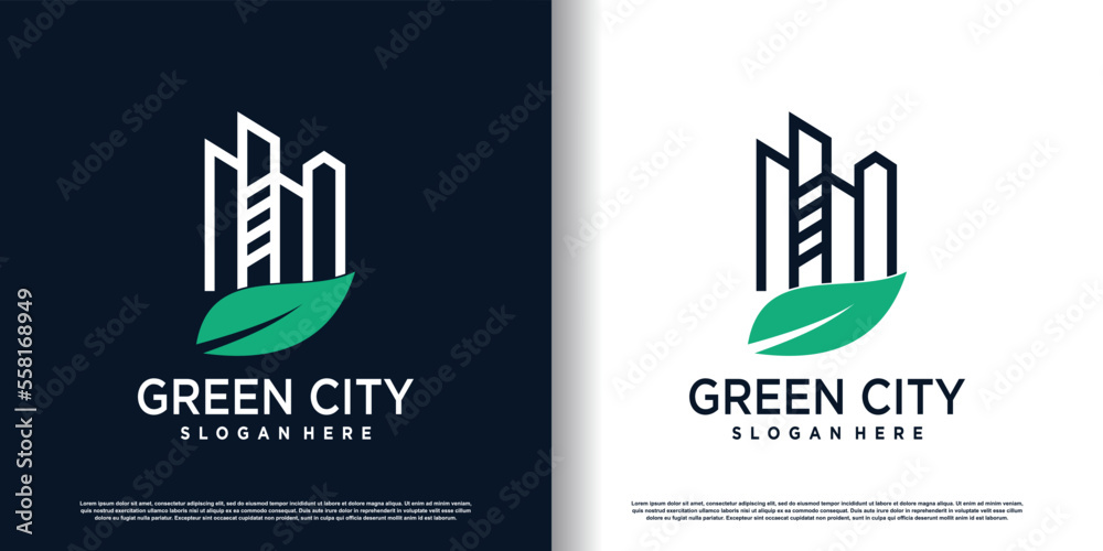 green city logo design vector with modern style premium vector green city logo design vector with modern style premium vector