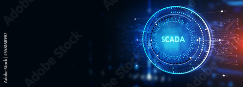 System Supervisory Control And Data Acquisition technology concept. SCADA. 3d illustration