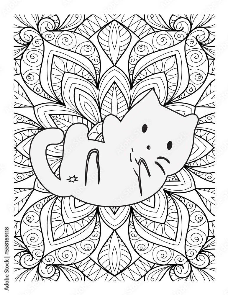 Cat with abstract floral background Cat with abstract floral background