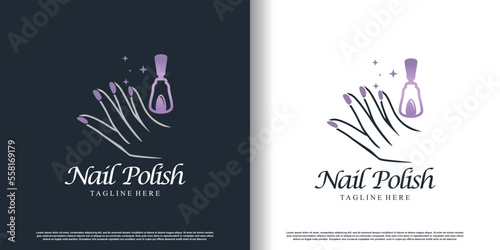 nail polish logo icon with modern creative and unique concept premium vector