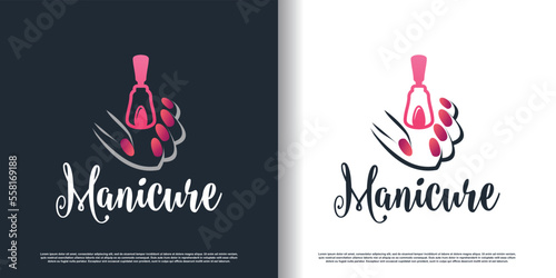 nail polish logo icon with modern creative and unique concept premium vector