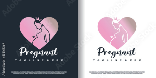 pregnant logo design with modern unique style premium vector